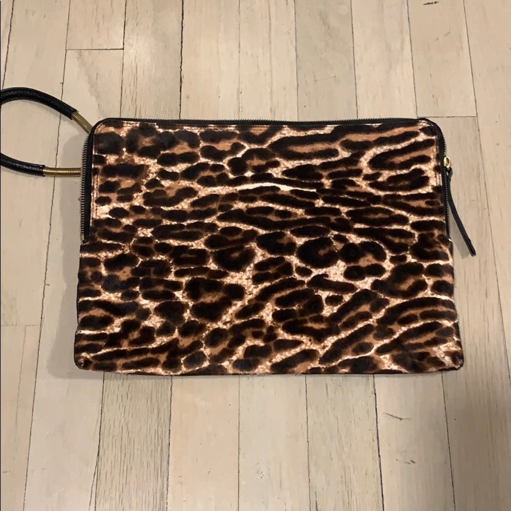 Lanvin Pony hair leopard clutch.